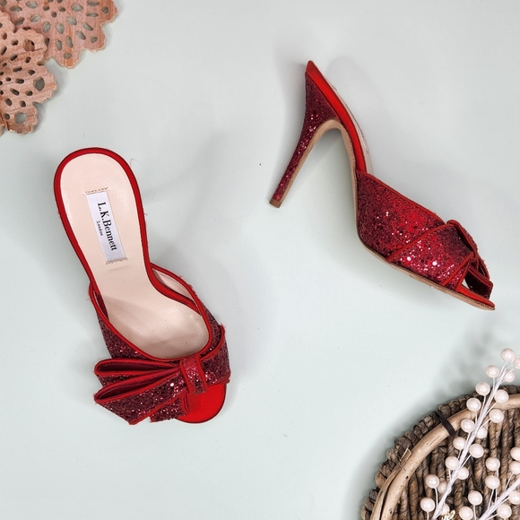 LK Bennett Shoes - L.K. Bennett Red Glitter Mules